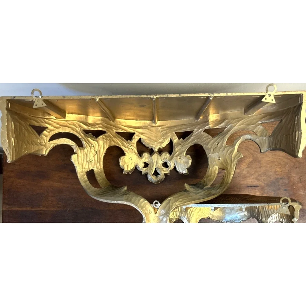 Lot 2 Wall Vintage Shelves Gold Ornate Rococo Hollywood Regency Resin 19” 11.5”